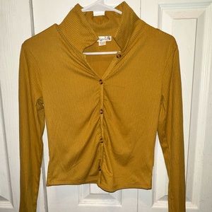 Knitworks orange button top.